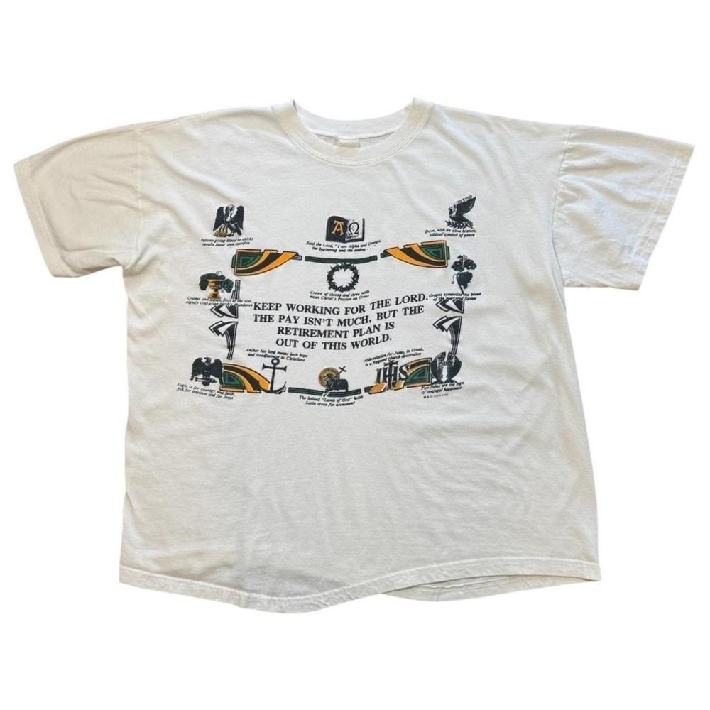 1990s "Keep Working for the Lord" Religious God Bible Prayer Jesus T-shirt XL
